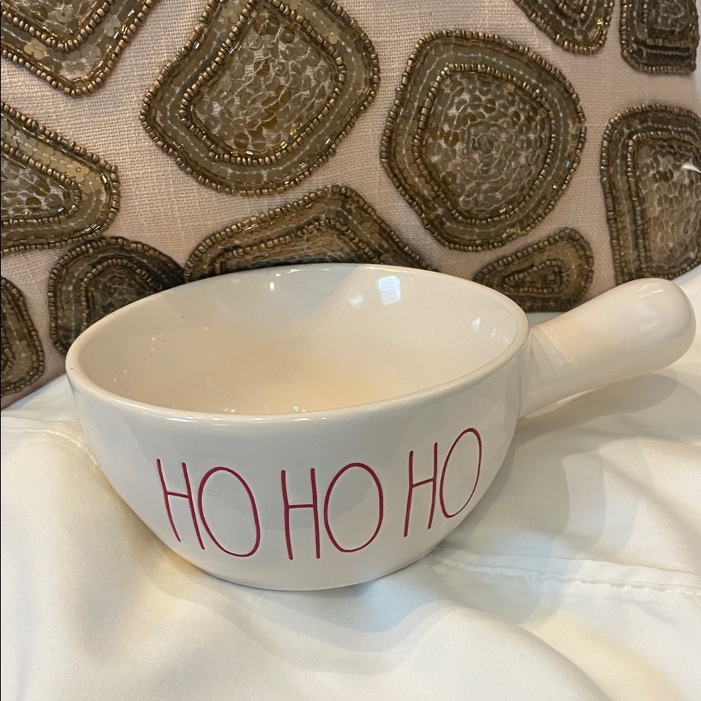 Rae Dunn Cream and Red 'Ho Ho Ho' Holiday bowl